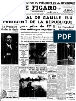 Le Figaro du 22-12-1958 : Charles de Gaulle  élu président de la Ve République