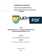 Gestión Pública y La Calidad de Servicios en La Municipalidad de Huánuco-2018