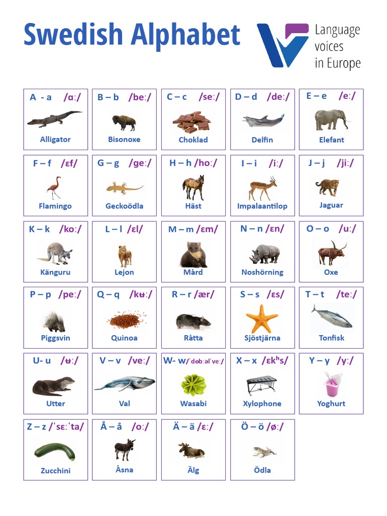 Swedish Alphabet with Animal Names | PDF