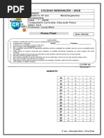 Prova de Educação Física de 6º ano