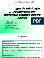 Tehnologia de Fabricaţie A Recipientelor Din Materiale Plastice