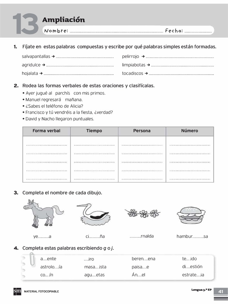 3 Primaria Lengua SM Tema 13 Ampliación | PDF
