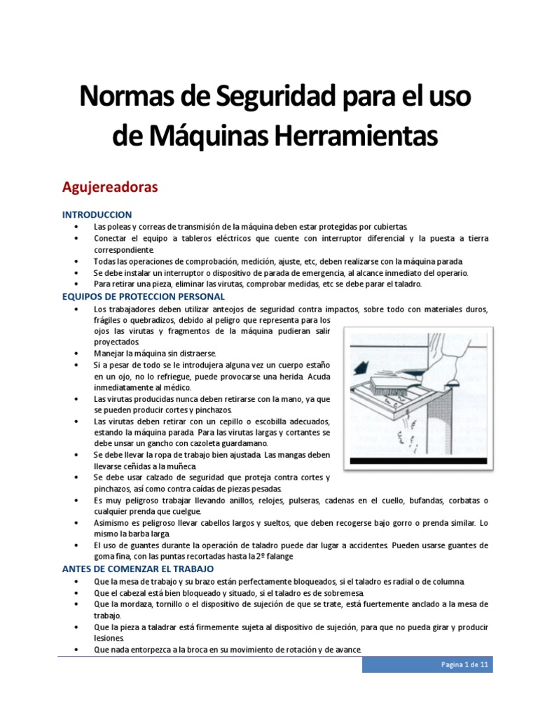 Normas de Seguridad Para El Uso de Máquinas Herramientas Perforar
