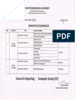 Schedule for Ph.D Screening Test