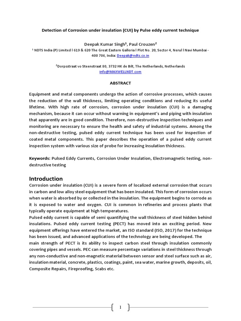 Corrosion Detection via Pulsed Eddy Current | PDF | Corrosion | Inductor