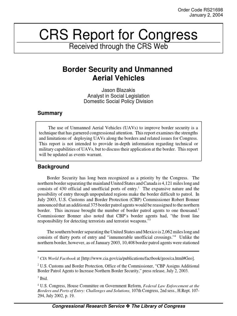 UAVs for Enhanced Border Security | PDF | Unmanned Aerial Vehicle | U.S ...