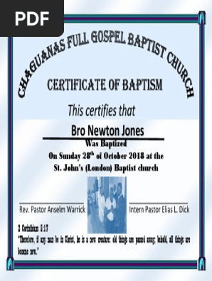 Baptism certificate