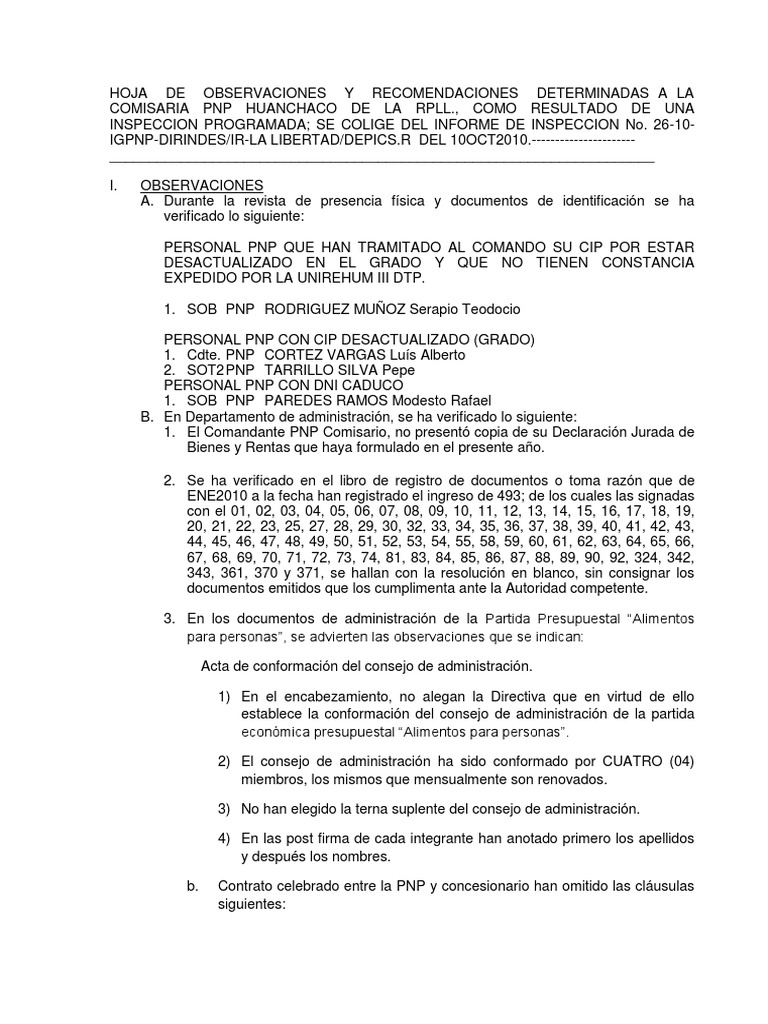 Hoja de Observacion de Una Cpnp.
