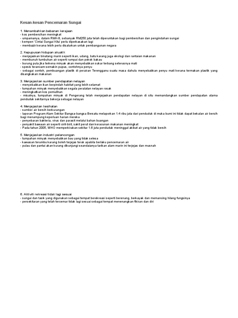 Kesan Pencemaran Air Pdf