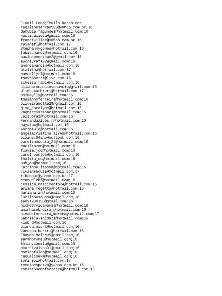 Emails Recebidos por Domínio | PDF | Esportes