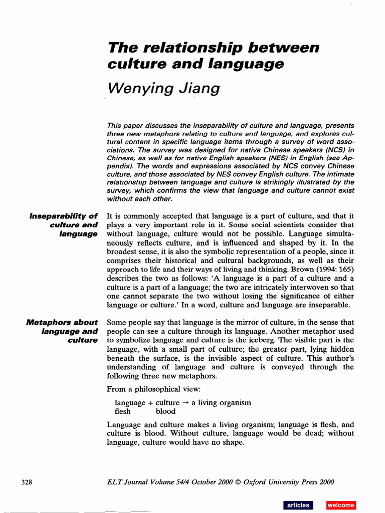 The Realtionship Between Culture and Language PDF | PDF | Foods | Meal