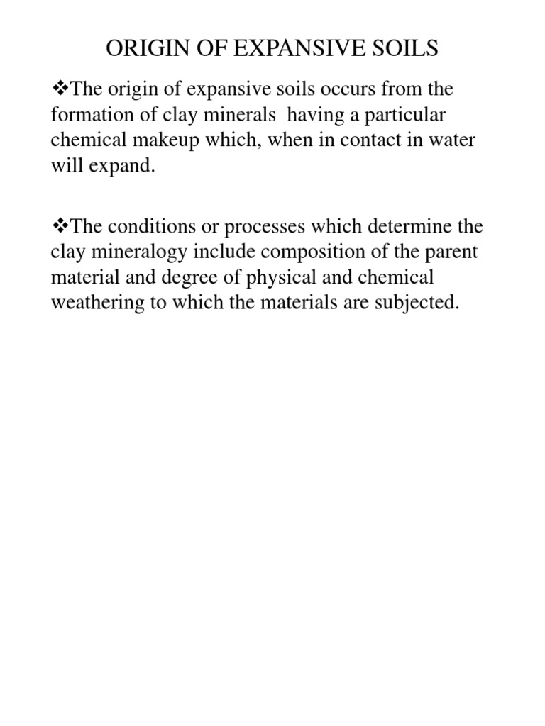 Origin of Expansive Soils | PDF | Clay Minerals | Soil