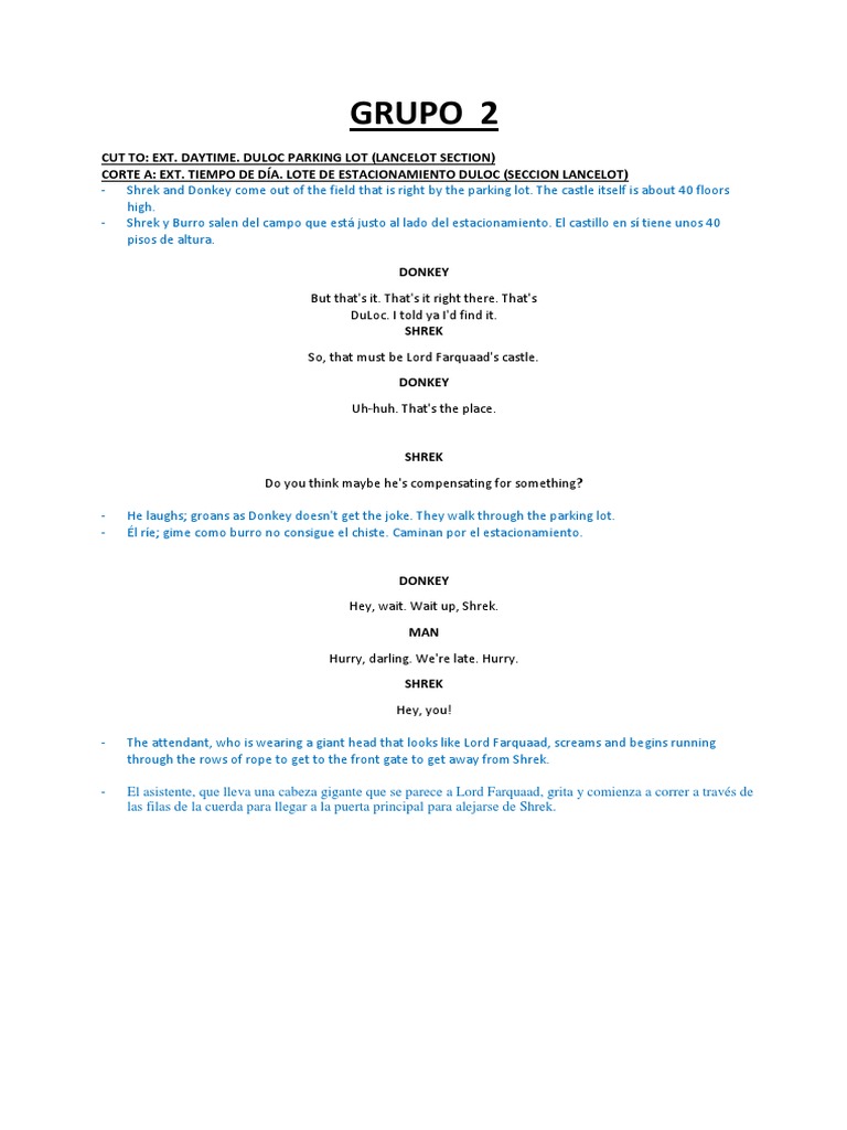 Shrek Script Grupo 2 Leisure
