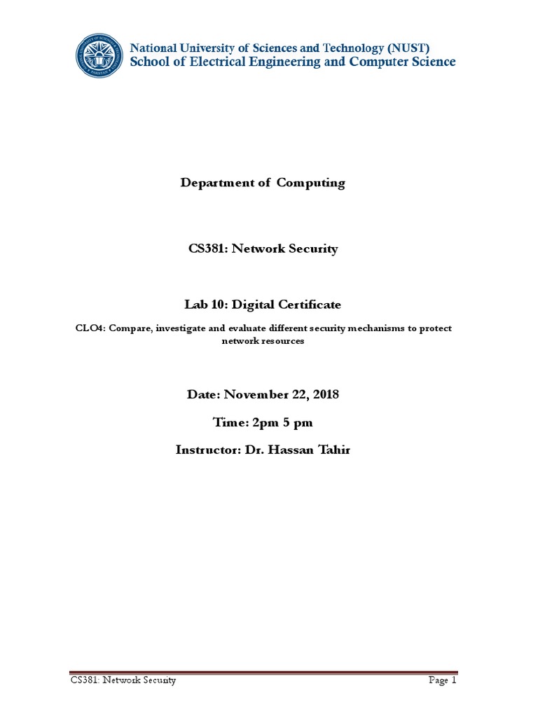 Department of Computing | PDF | Public Key Certificate | Public Key ...