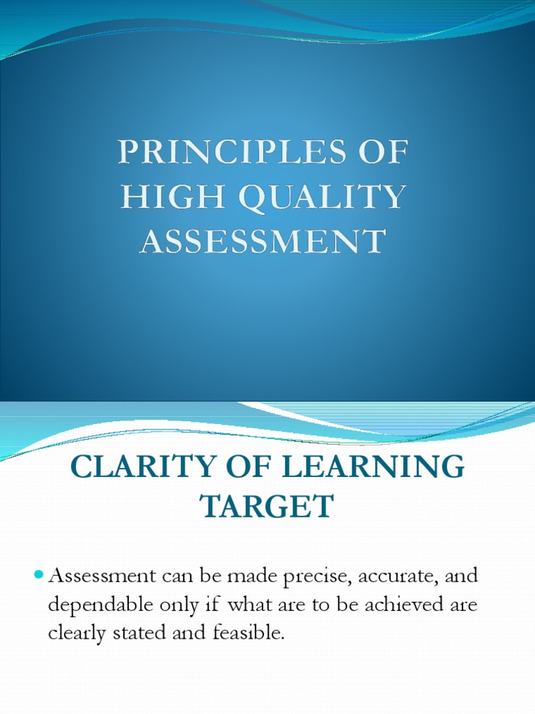 Principles of High Quality Assessment (Presentation) 2 | PDF | Question ...