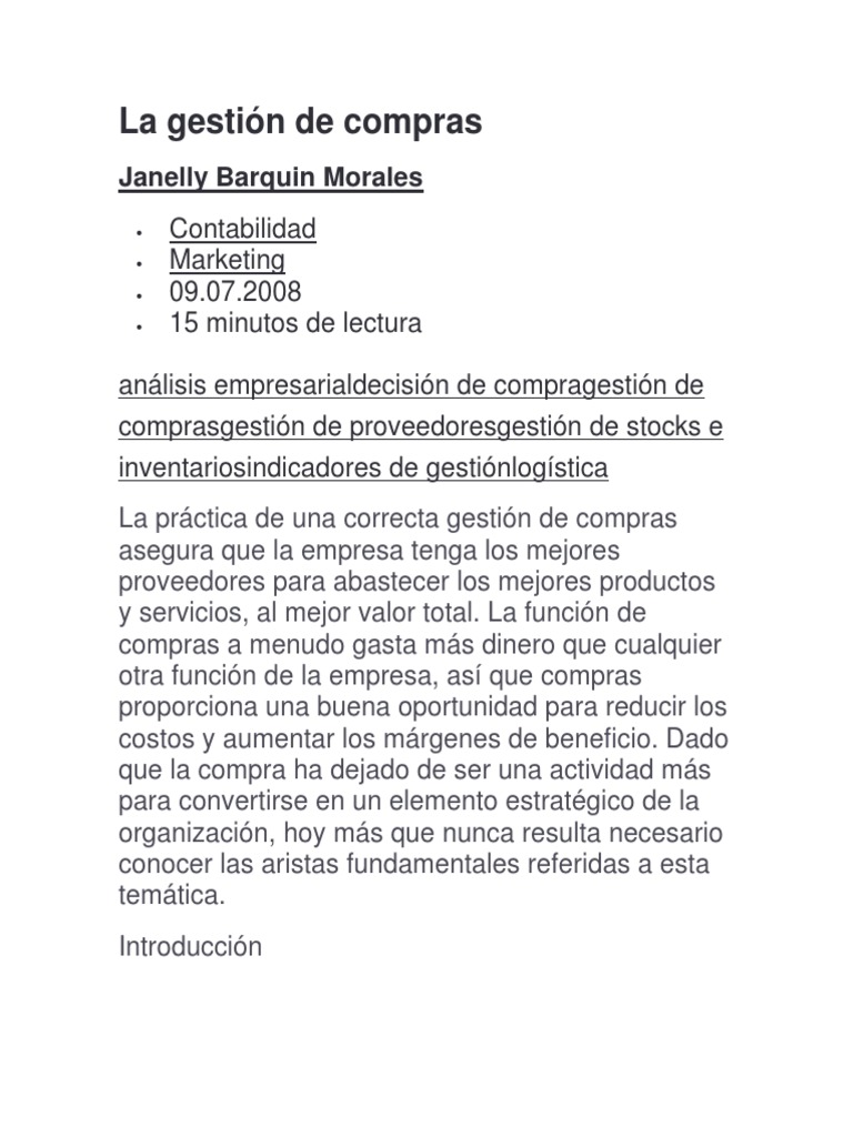 Estrategias en Gestión de Compras | PDF | Calidad (comercial) | Mercado ...