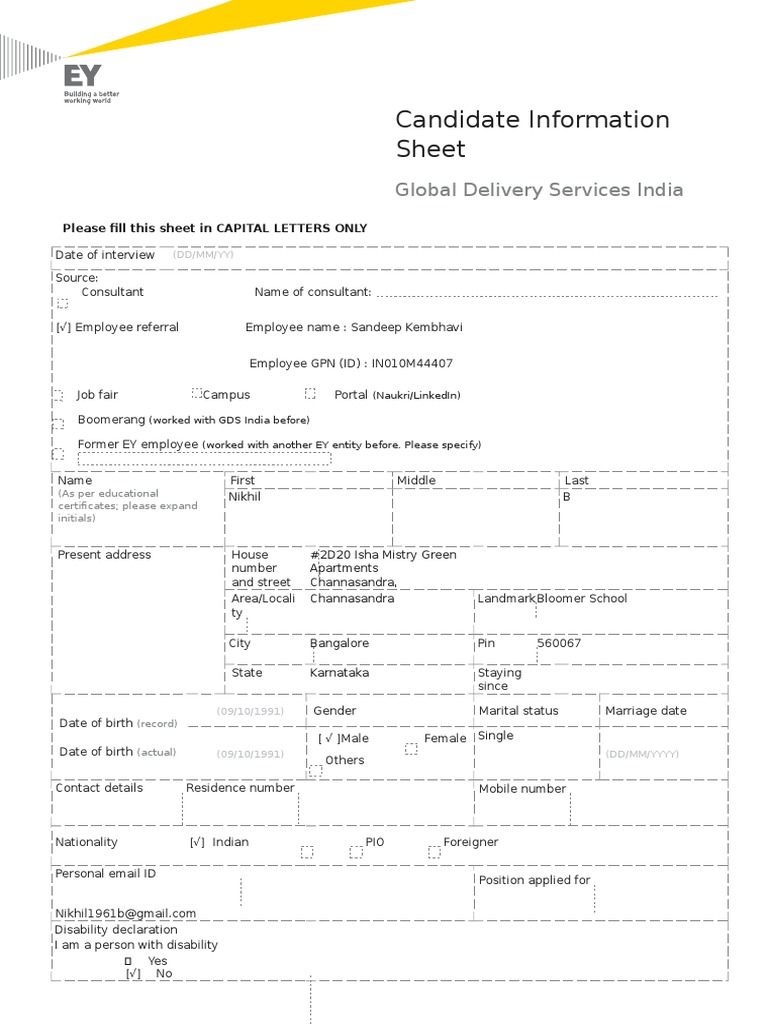 Candidate Information Sheet PDF Employment Government