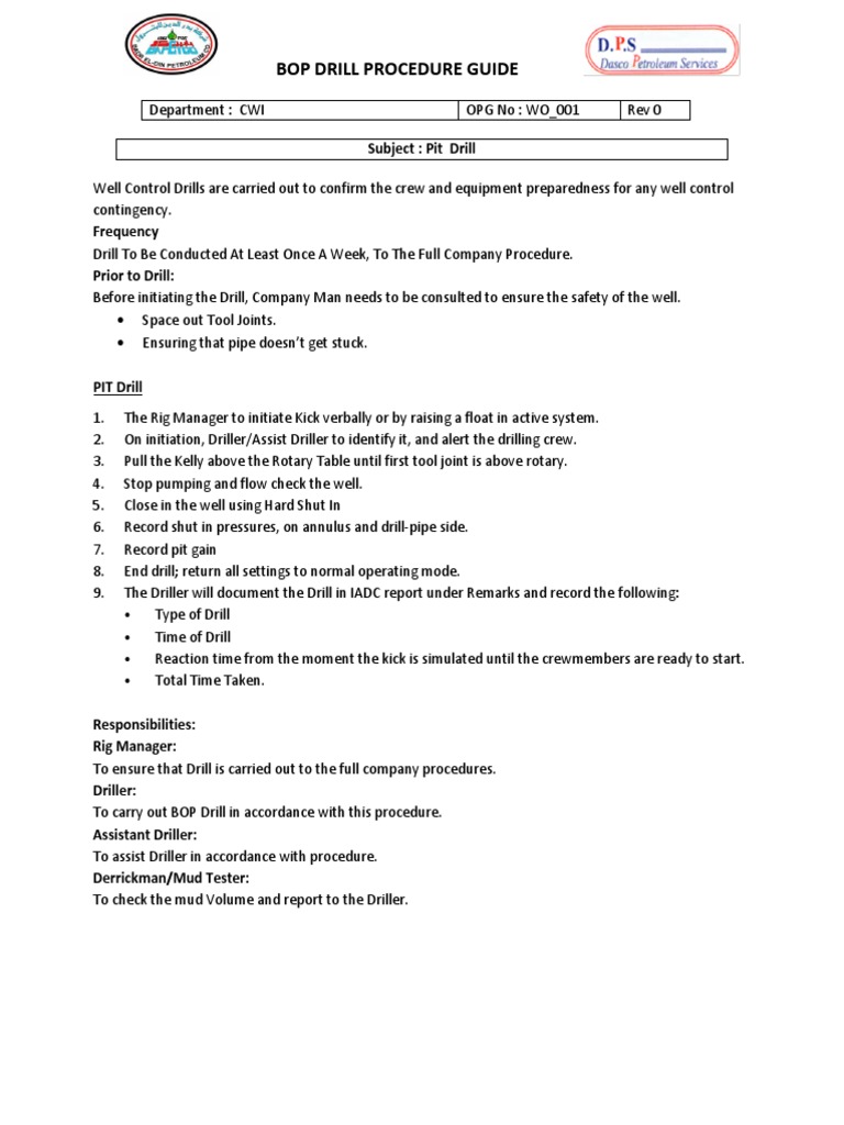 BOP Drill Comments 2 | PDF | Drilling Rig | Civil Engineering
