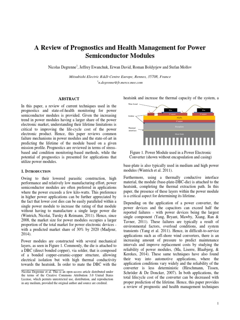 A Review of Prognostics and Health Management For Power Semiconductor ...