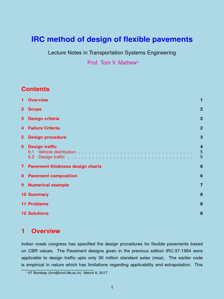 IRC Flexible Pavement Design Method | PDF