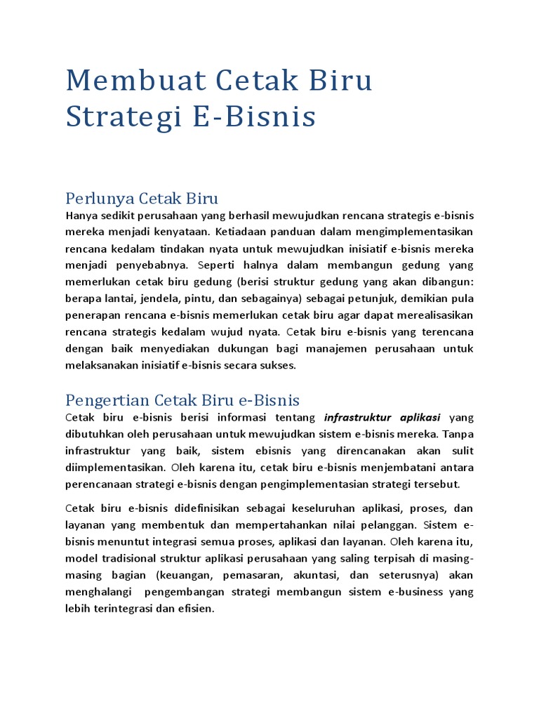 Cetak Biru Strategi E-Bisnis Efektif | PDF