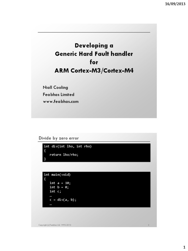 Developing A Generic Hard Fault Handler For ARM Cortex M3/M4 | PDF ...