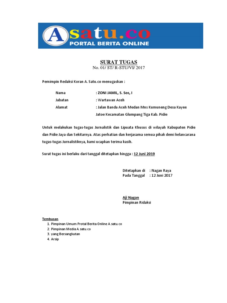 Surat Tugas Koran