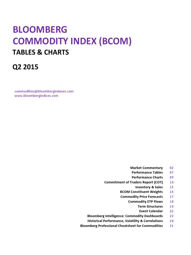 BCOM June Tables and Charts Q2 2015 | PDF | Commodity Markets | Opec