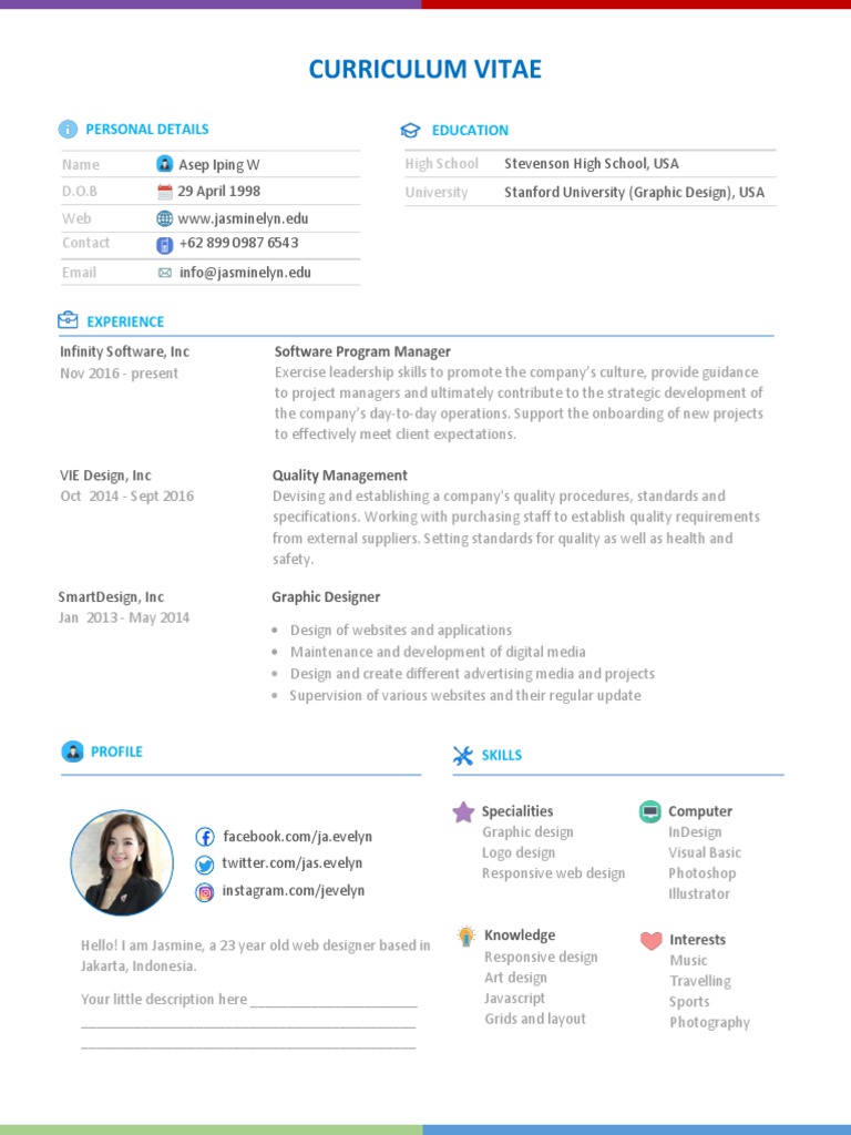 Contoh CV PDF Graphic Design Web Design