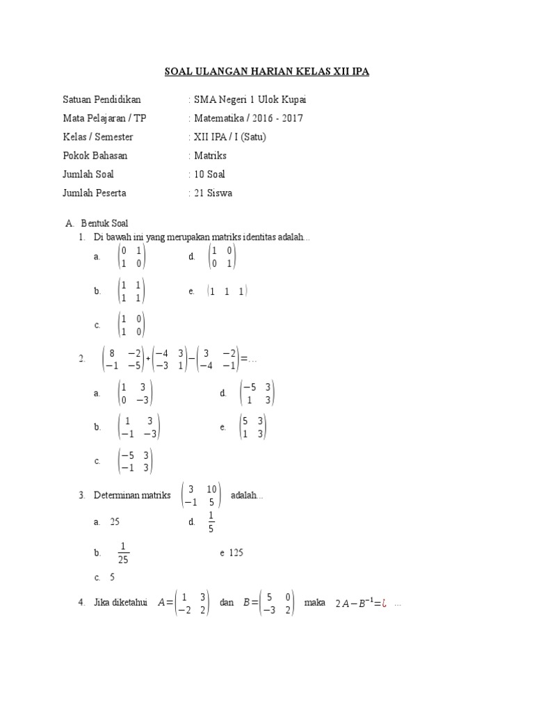 2016 17 Analisis Ulangan Harian Xii Ipa Docx