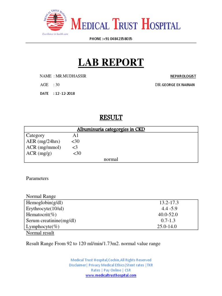 EGFR 92: Normal Kidney Function | PDF | Self-Improvement
