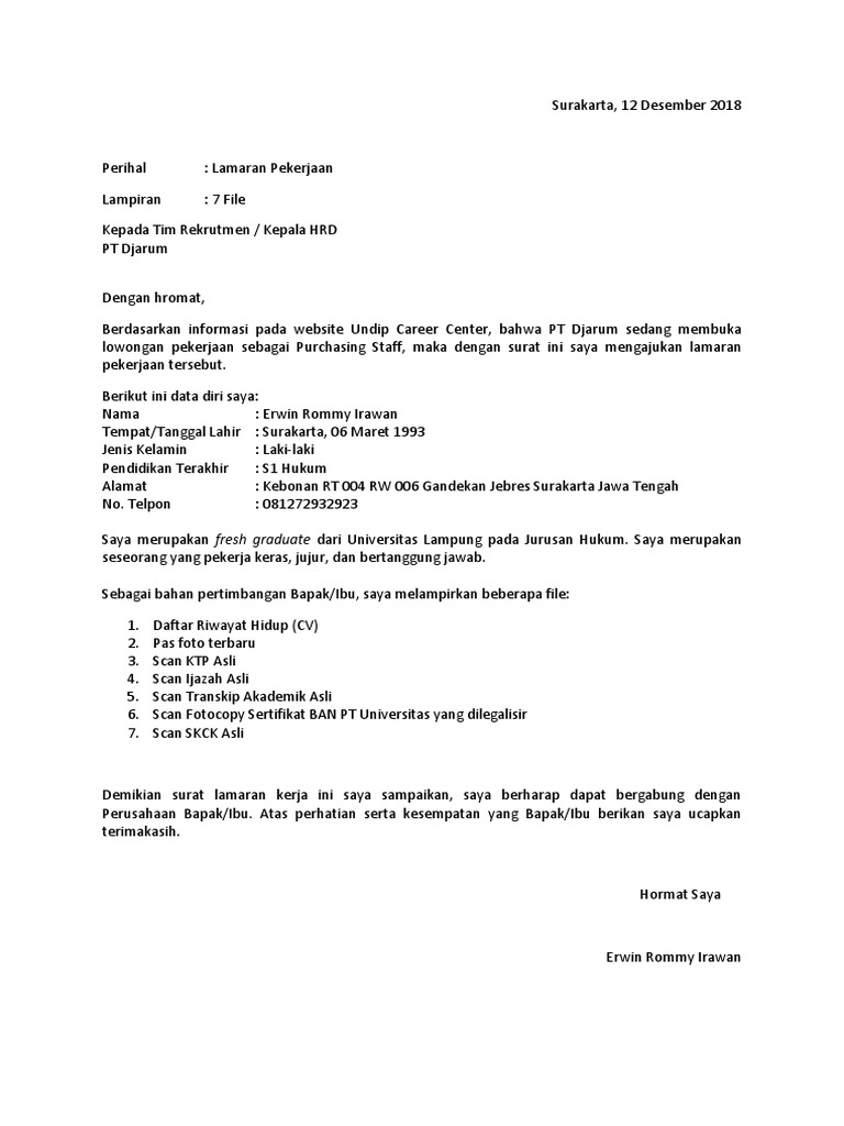 Lamaran Kerja Pt Djarum Pdf