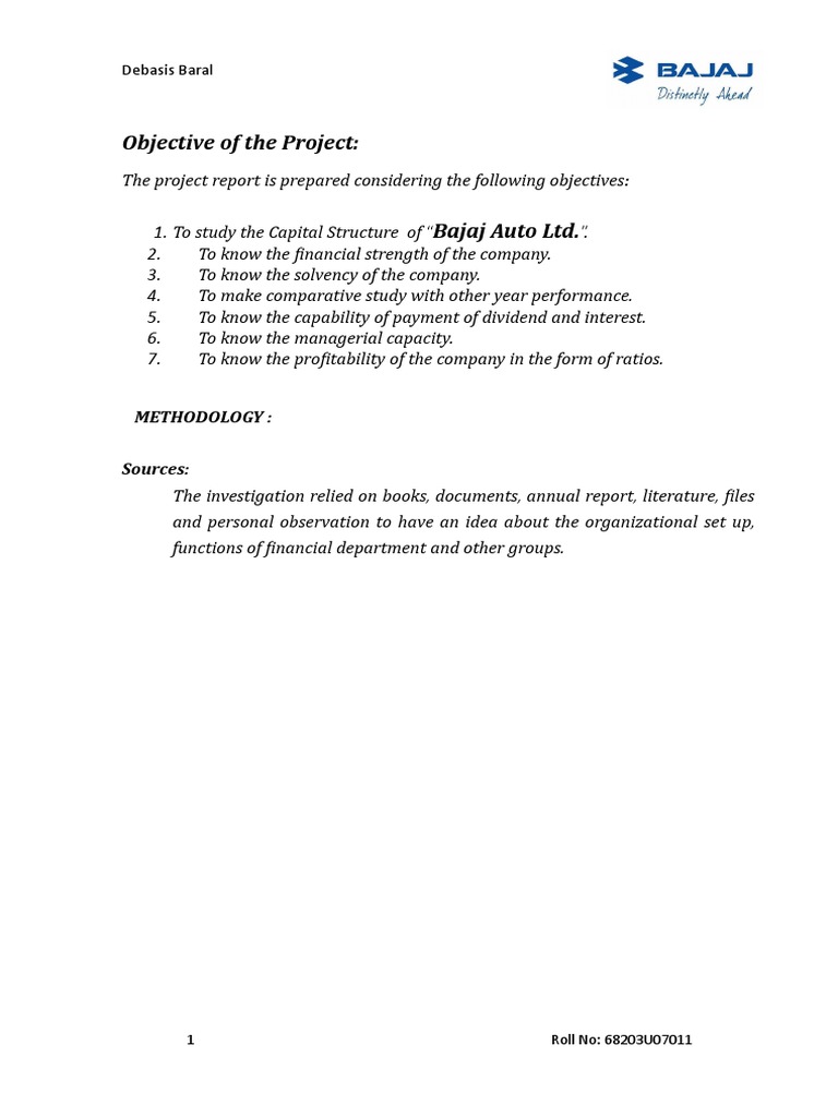 Financial Analysis Of Bajaj Auto Ltd Pdf Expense Working Capital