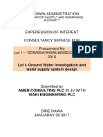Diredawa Administration: Lot I-Ground Water Investigation and Water Supply System Design