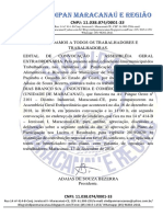 EDITAL DE CONVOCAÇÃO DOS TRABALHADORES DA EMPRESA M DIAS BRANCO S/A UNIDADE MARACANAÚ-CE