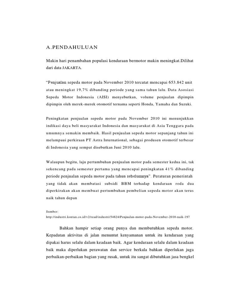 Pdf Contoh Proposal Usaha Bengkel Motor