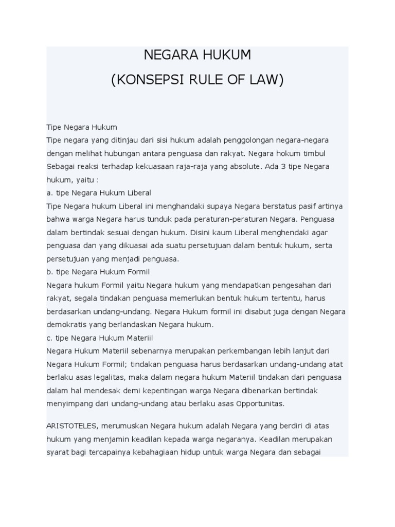 Negara Hukum Rule Of Law