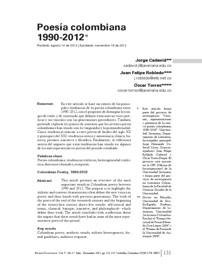 Poesia Colombiana Poesía Colombia