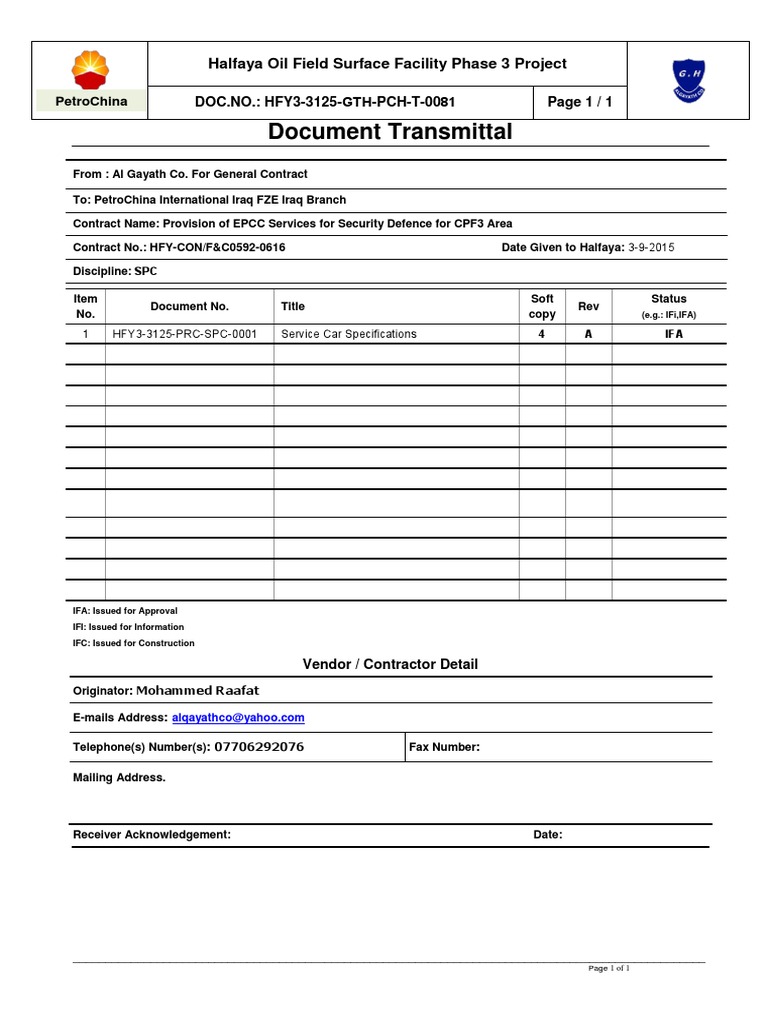 Halfaya Oil Field Phase 3 EPCC Document | PDF
