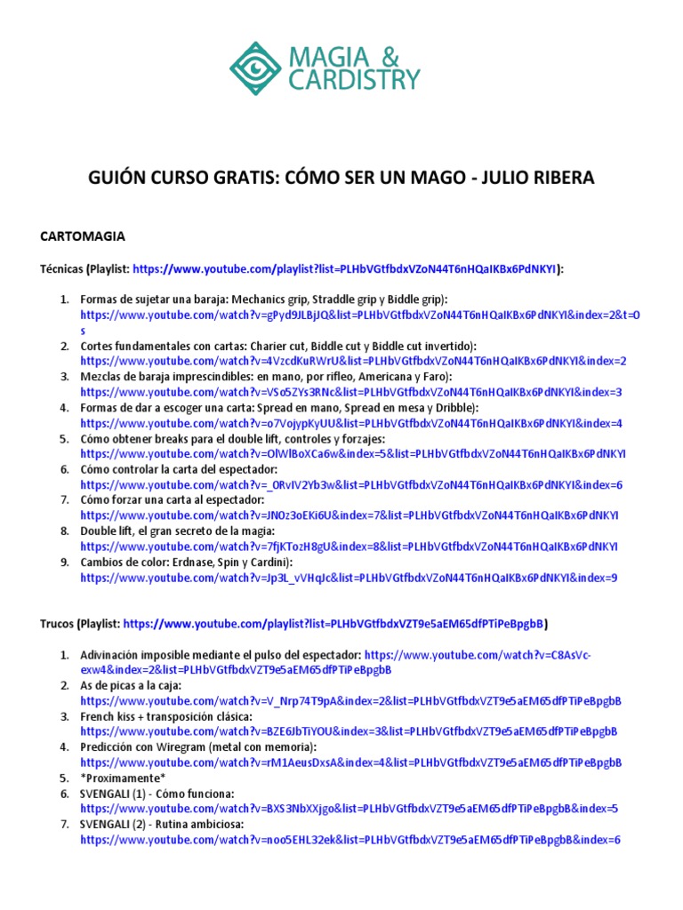 (CURSO GRATUITO) Cómo Ser Un Mago - Julio Ribera PDF | PDF