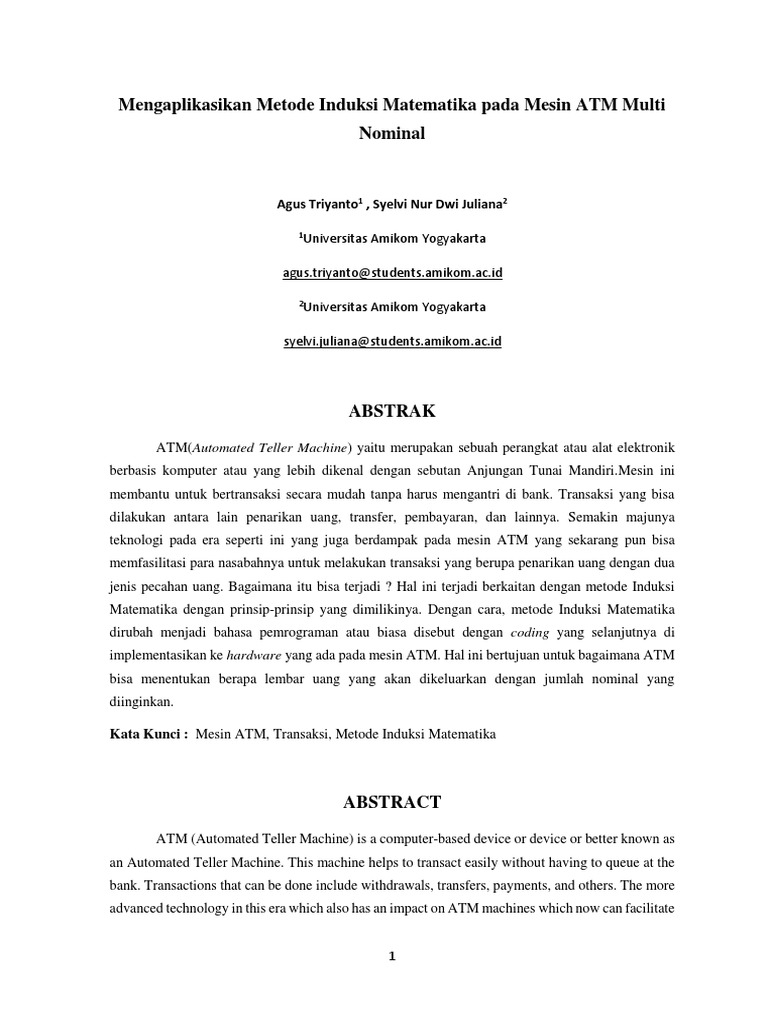 Induksi Matematika pada Mesin ATM | PDF | Teknologi & Rekayasa