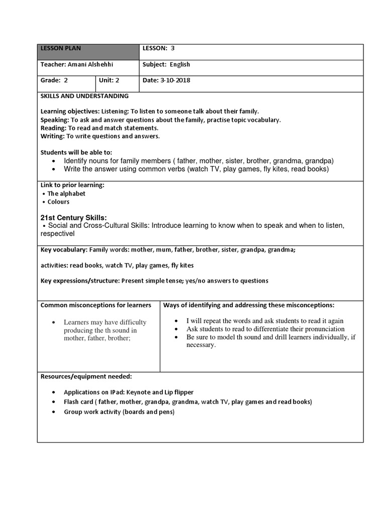 Lesson Plan 2 | PDF | Lesson Plan | Question