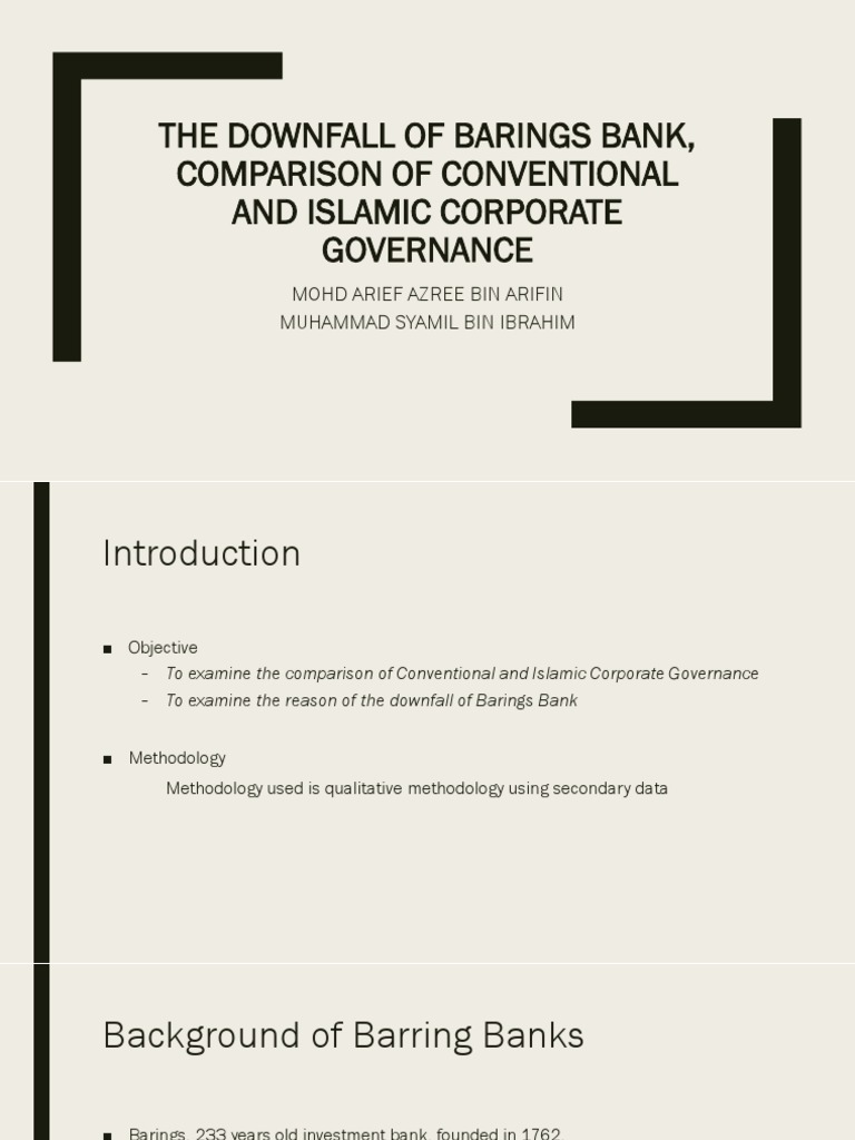 The Downfall of Barings Bank, Comparison of Conventional and Islamic