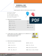 7º Ano Equações e Problemas PDF