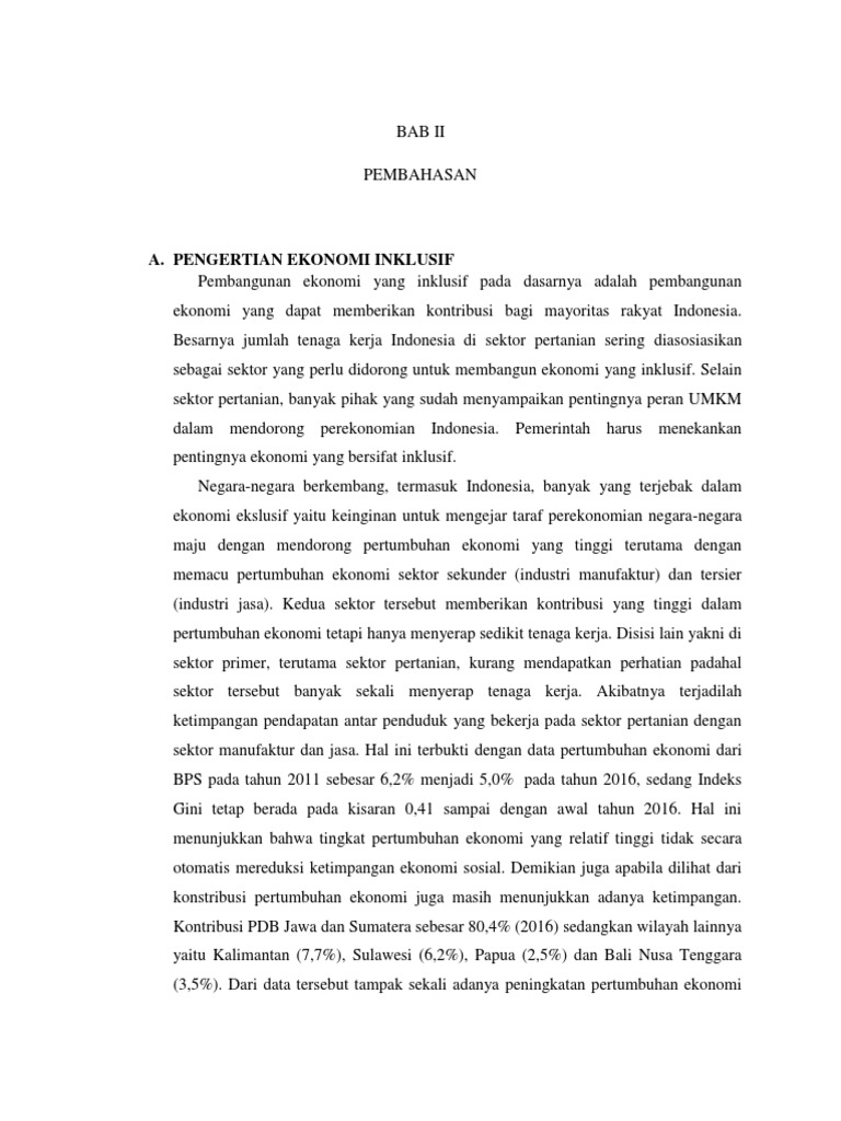 Makalah Pembangunan Inklusif Perekonomian