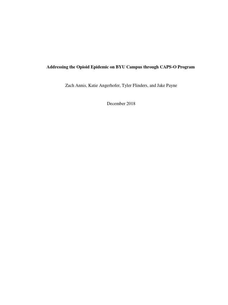 Addressing The Opioid Epidemic On BYU Campus Through CAPSO Program