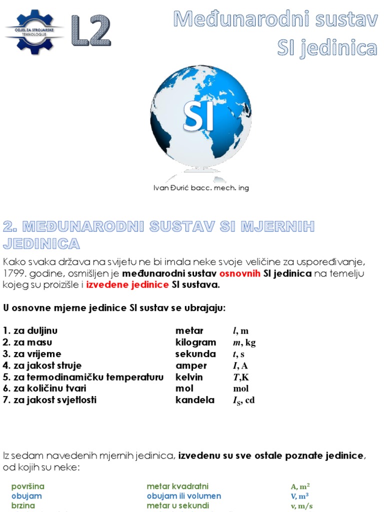 l2 - Međunarodni Sustav Si Jedinica | PDF
