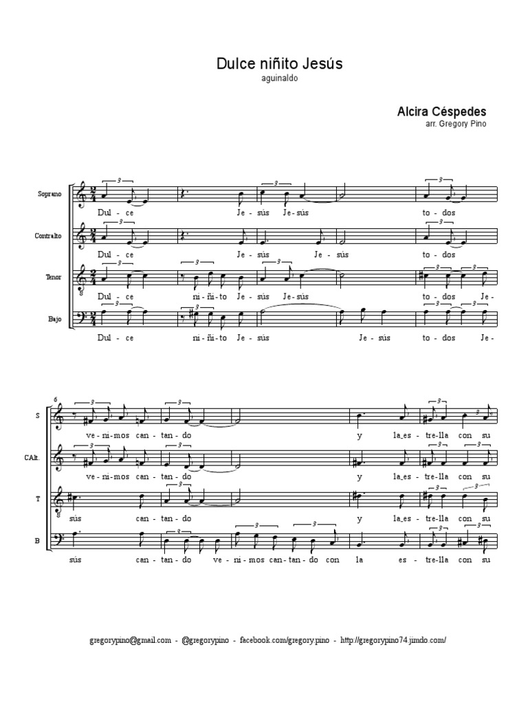 Dulce Niñito Jesús, Alcira Cespedes, Arreglo Gregory Pino | PDF