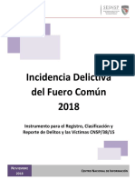 Incidencia Delictiva del Fuero Común en México 2018 (preliminar)