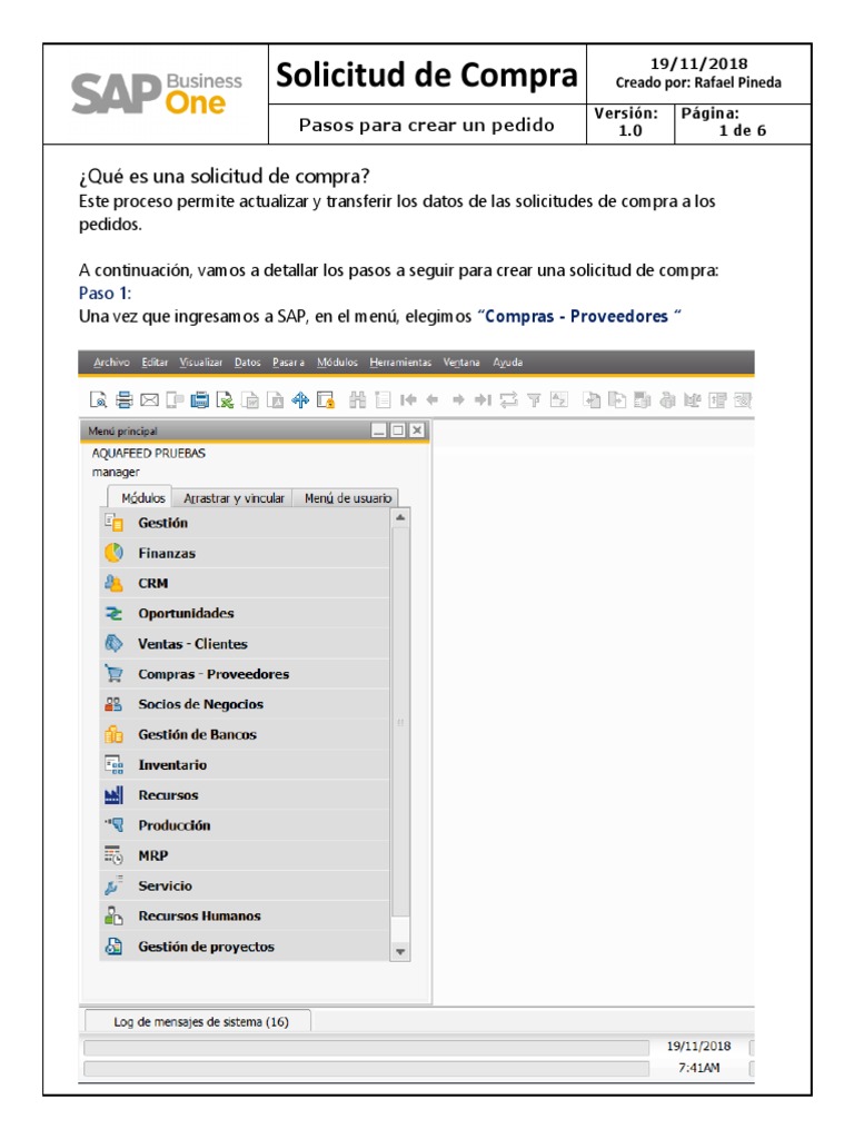 Cómo Crear una Solicitud de Compra en SAP | PDF | Informática | Software